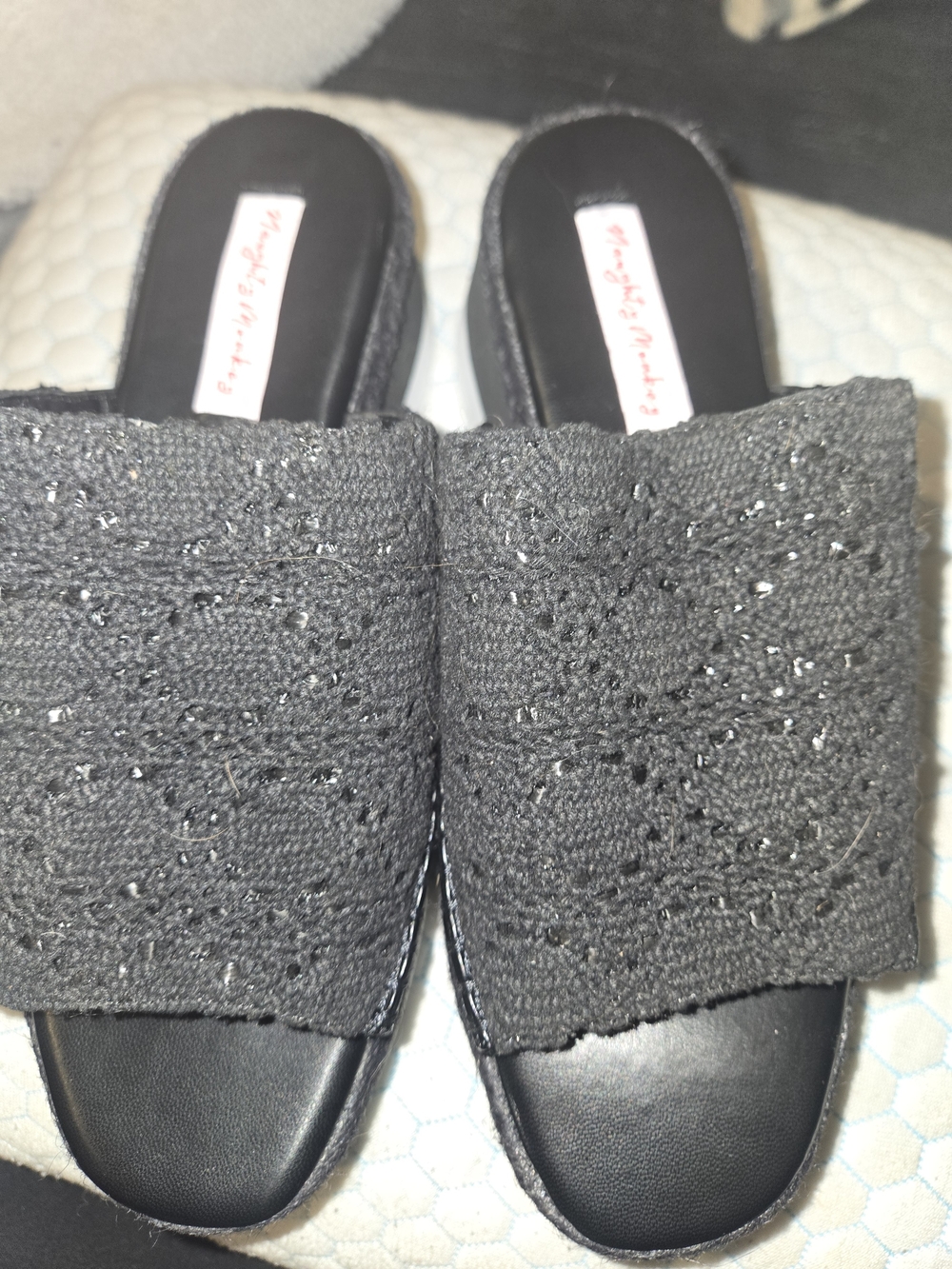 naughty monkey Black Knit Slide Mules